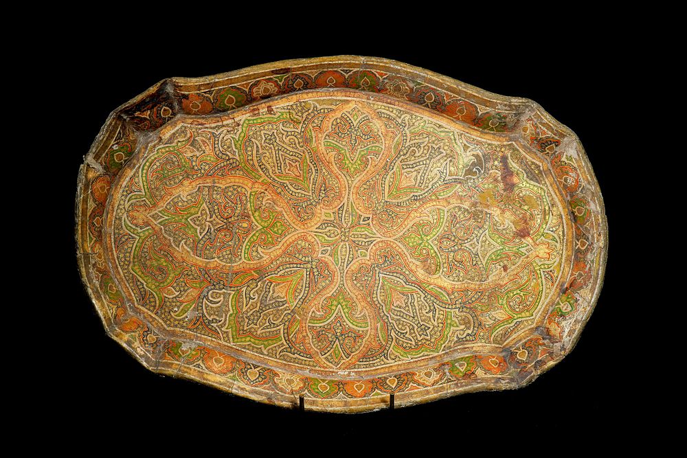 Lot 279: An Indian Kashmiri Papier-Mâché Tray with Multicoloured Floral...