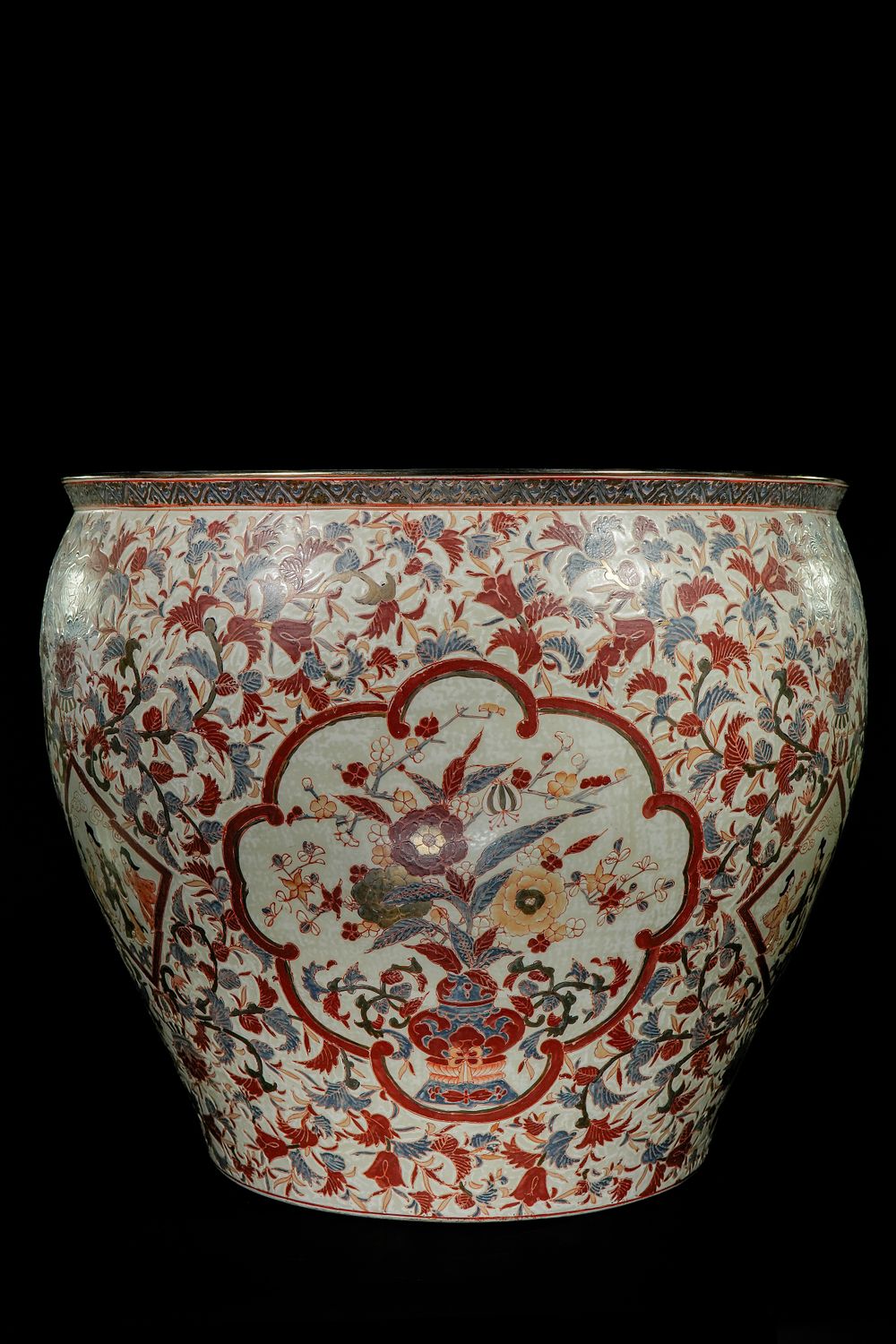 Lot 327: A Large Chinese Imari-Style Fish Bowl with Floral...