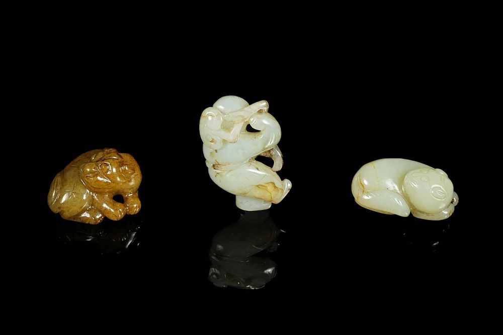 Lot 335: A Lot of Chinese Jade Carvings of Mythical...