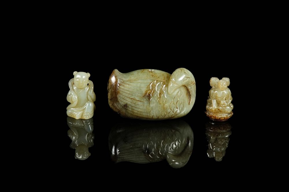 Lot 339: A Lot of Three Chinese Jade Carvings: A...