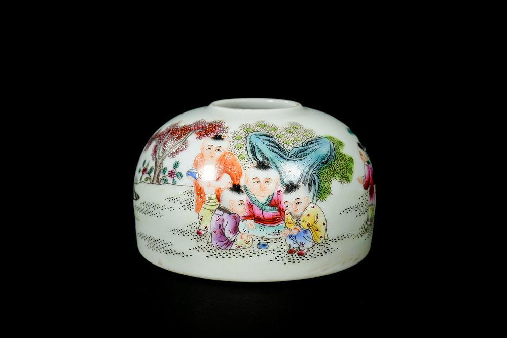 Lot 350: A Chinese Famille Rose “Boys at Play” Brush...