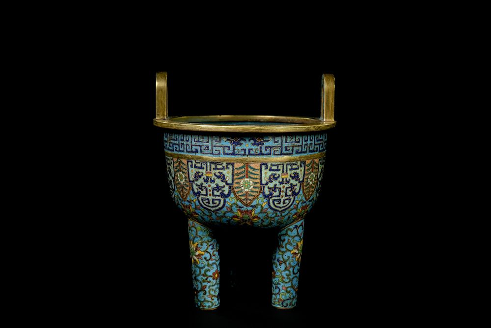 Lot 357: A Chinese Cloisonné Tripod ‘Ding’ Censer with Floral...