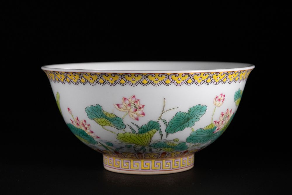 Lot 395: A Chinese Famille Rose ‘Lotus Pond’ Porcelain Bowl.