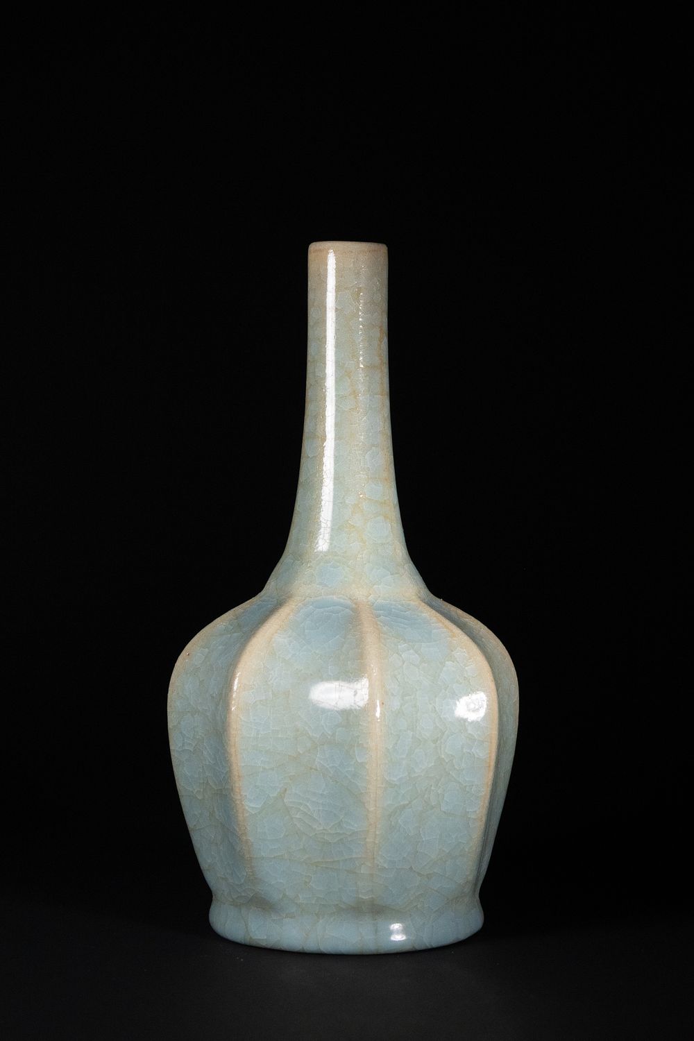 Lot 404: A Chinese Crackled Celadon-Glazed Bottle Vase with Lobed...
