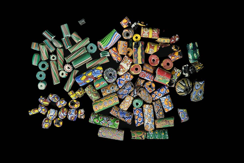 Lot 469: A Collection of Antique Millefiori Glass Beads.
