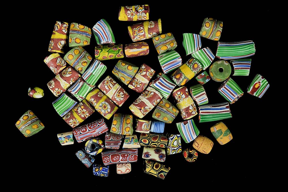 Lot 470: A Collection of Antique Millefiori Glass Beads.