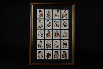 A Framed Collection of Boxing Champions Illustrated Trading Cards, Mid–Late 20th Century. A 