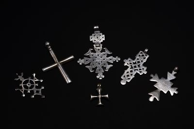 A Collection of Ethiopian Coptic Silver Cross Pendants. A group of Ethiopian Coptic cross 