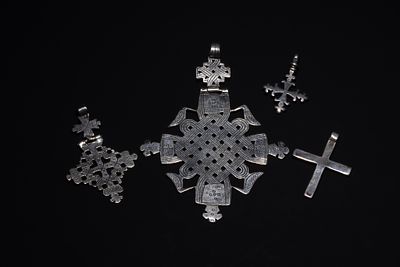 A Collection of Ethiopian Coptic Silver Cross Pendants. A group of Ethiopian Coptic silver 