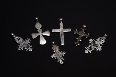 A Collection of Ethiopian Coptic Silver Cross Pendants. A group of Ethiopian Coptic cross 