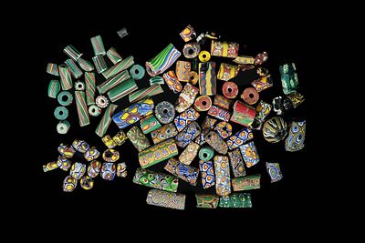 A Collection of Antique Millefiori Glass Beads. A colourful and varied assortment of Millefiori 