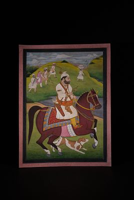 An Indian Sikh School Depicting a Nobleman on Horseback with Hounds, 19th Century - An Indian 