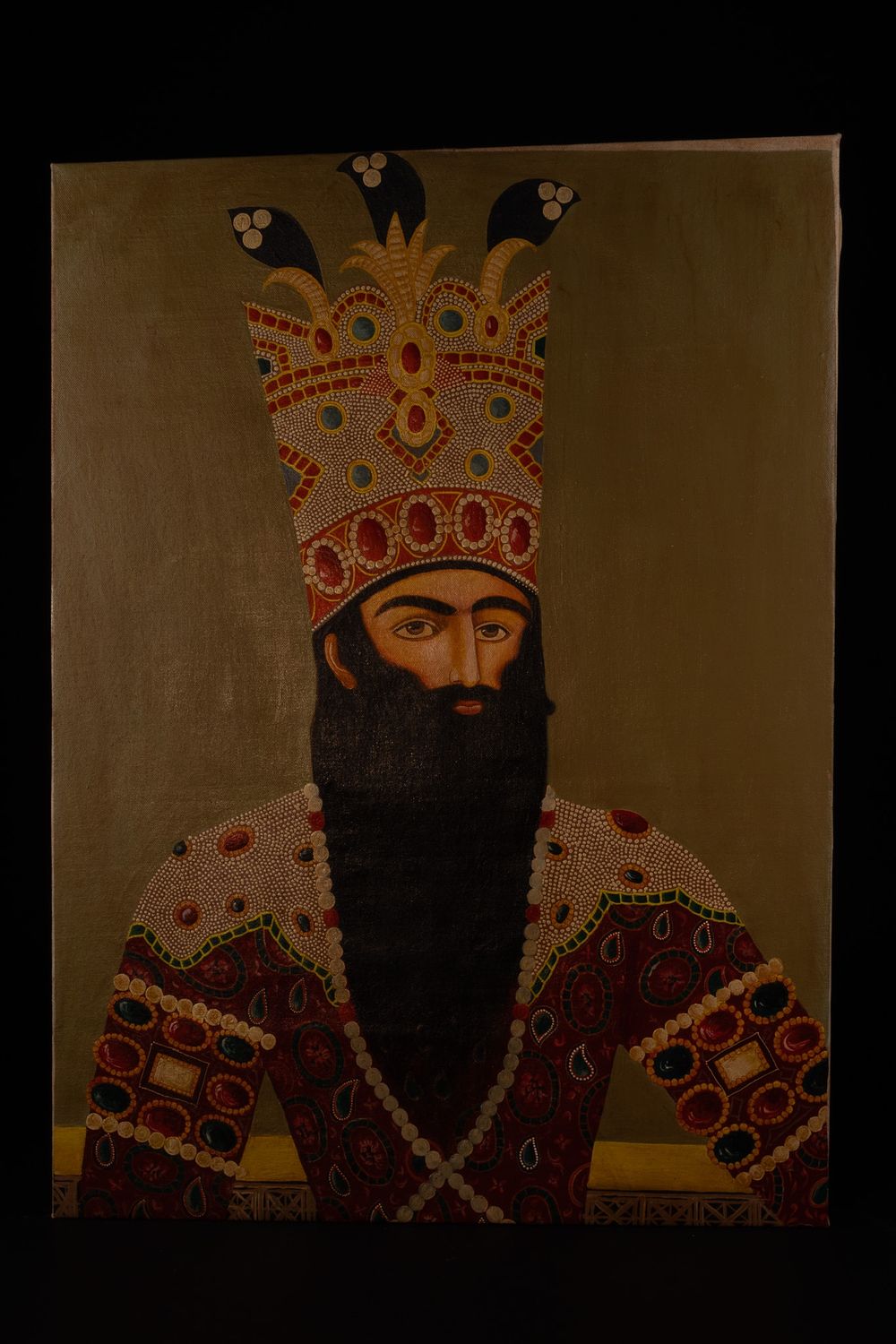 Lot 161: A Qajar Oil on Canvas Portrait of Fath-Ali...