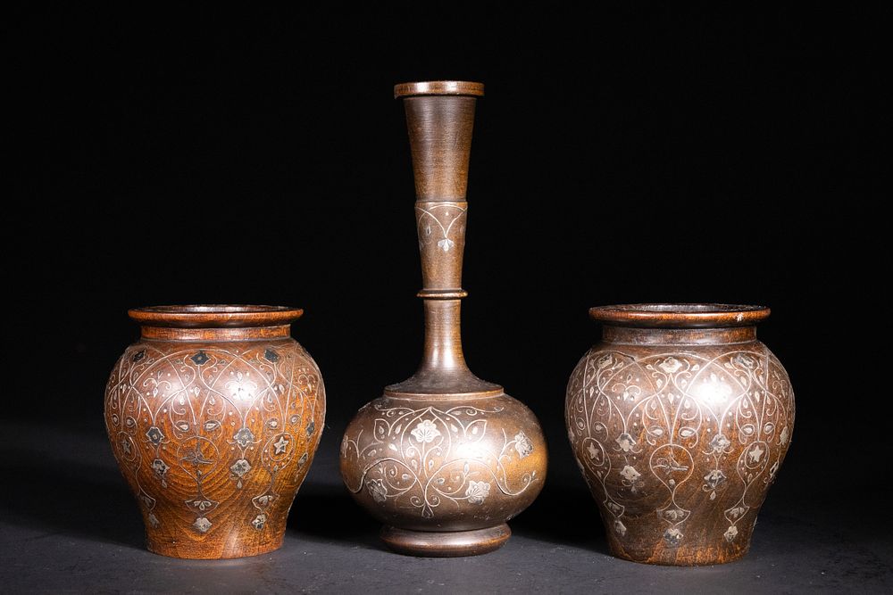 Lot 225: A Lot of Three Ottoman Wooden Vessels Inlaid...