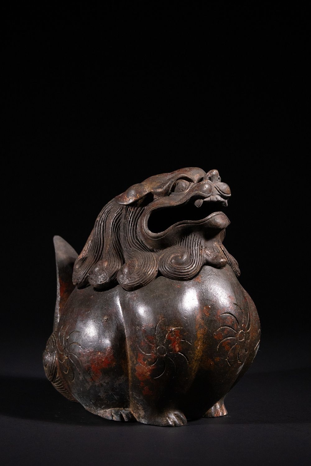 Lot 299: A Chinese Bronze Foo Dog Incense Burner -...