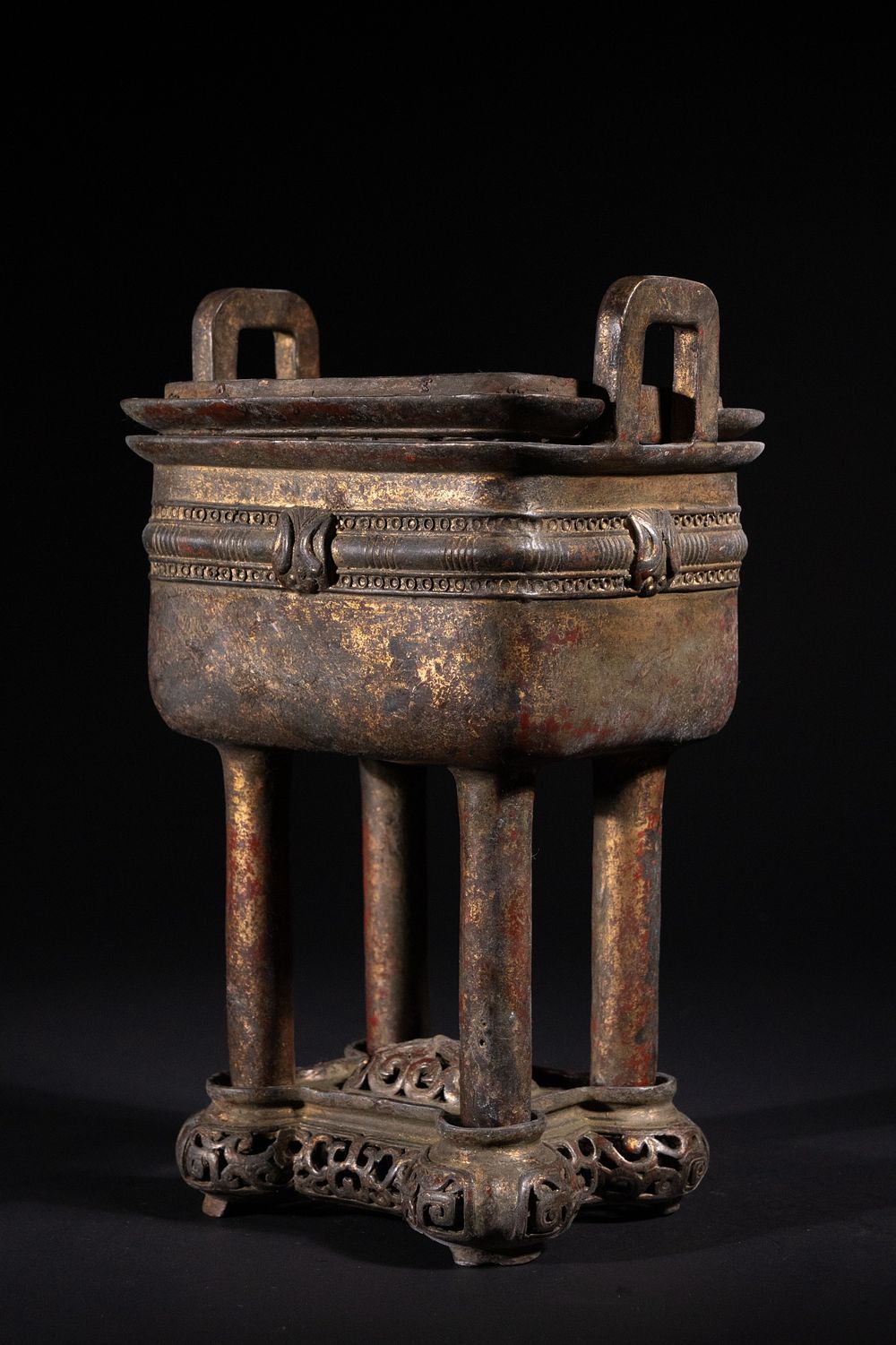 Lot 300: A Chinese Archaistic Bronze Fang Ding Censer, Xuande...