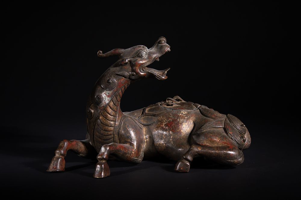 Lot 318: A Chinese Gilt-Bronze 'Qilin' Censer, 19th Century -...