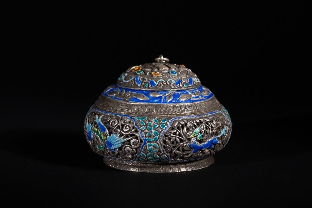Lot 336: A Chinese Silver Cloisonné Enamel Censer, 20th Century...
