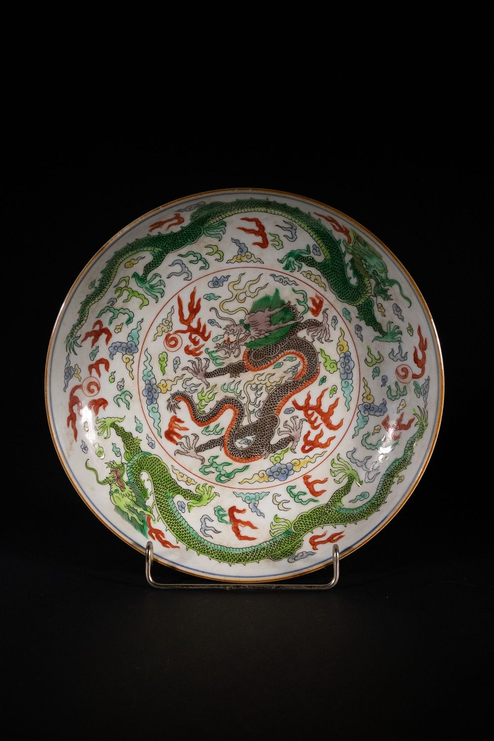 Lot 345: A Chinese Polychrome Enamel 'Dragon and Bat' Porcelain...
