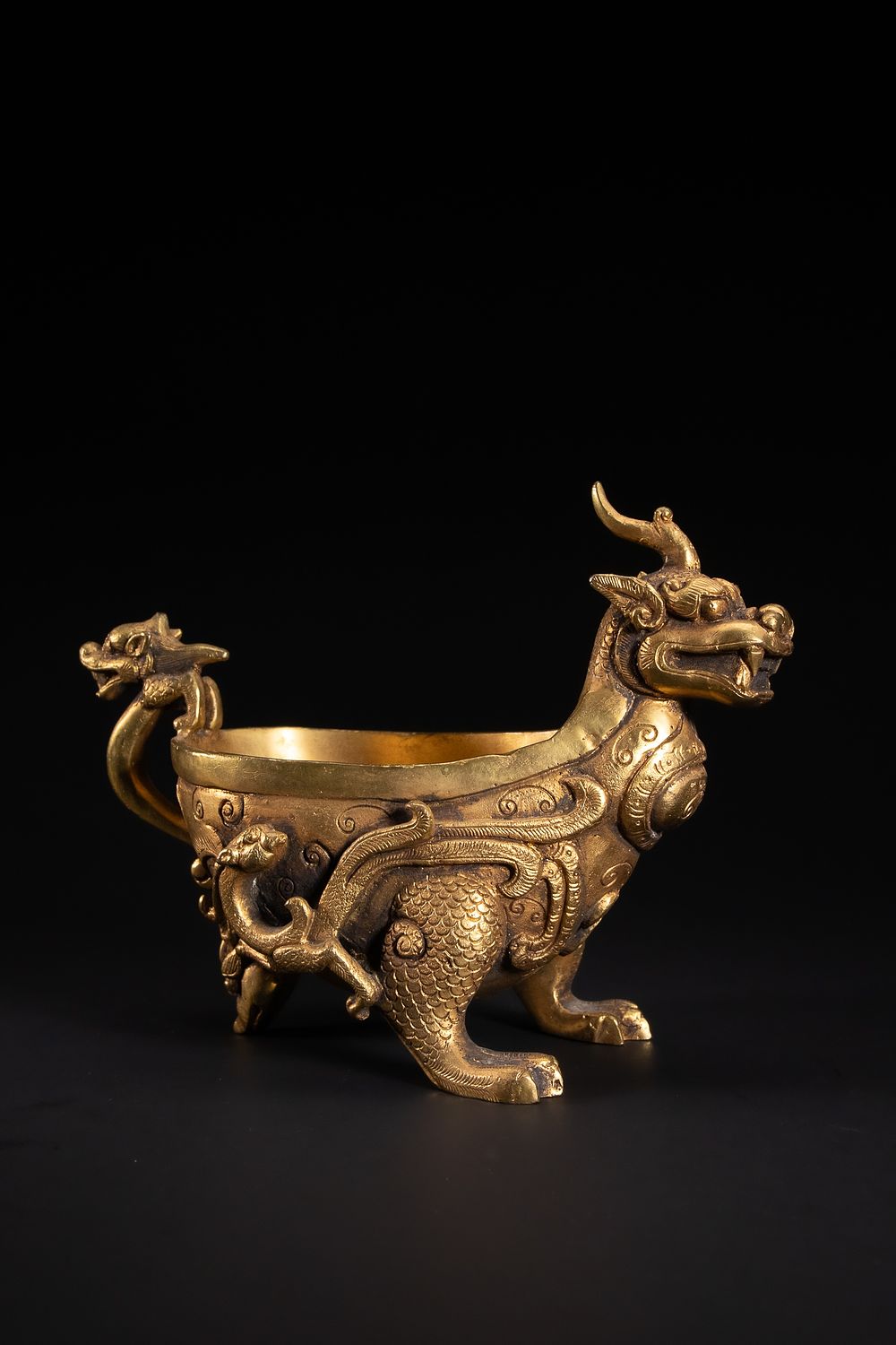 Lot 433: A Chinese Gilt Bronze Zoomorphic Tripod Censer, 19th–20th...