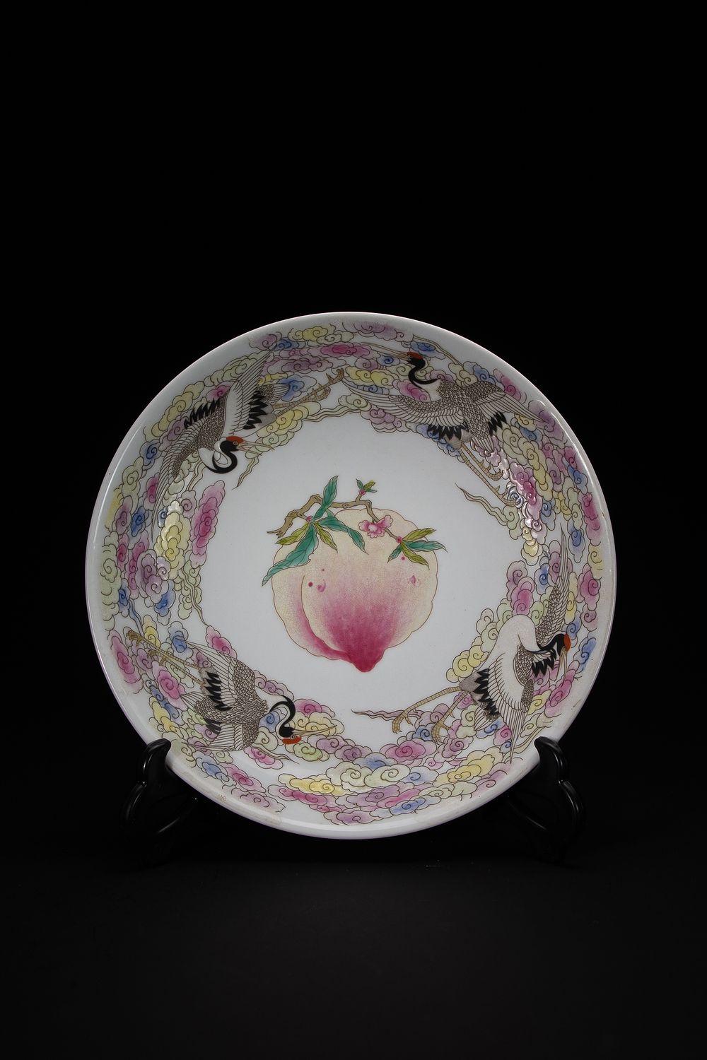 Lot 442: A Chinese Famille Rose ‘Peach and Cranes’ Plate,...