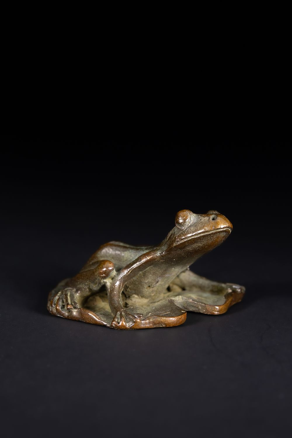 Lot 473: A Japanese Bronze Figure of a Frog.