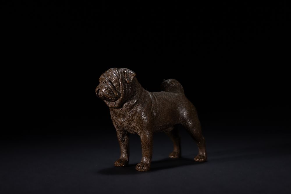 Lot 486: A Japanese Bronze Model of a Standing Dog.