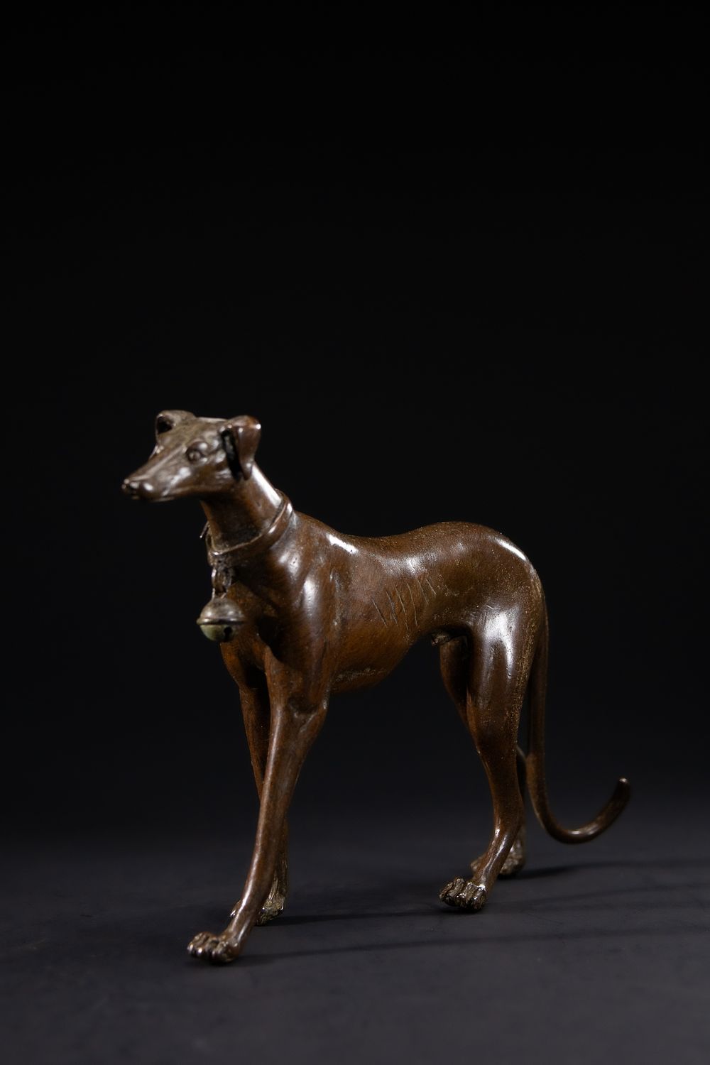 Lot 489: A Japanese Bronze Standing Hound Figure with a...