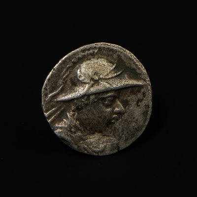 An Indo-Greek Silver Drachm of Eucratides I, Circa 171 BC. A silver drachm struck under the 