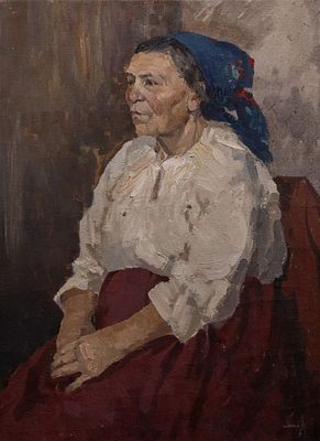 A Russian Oil on Canvas Portrait of a Woman by Stirnov (Стирнов), Dated 1956. A mid-20th 