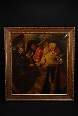 A Dutch School Oil on Canvas after Vermeer’s The Procuress, 19th/20th Century. An oil on canvas 