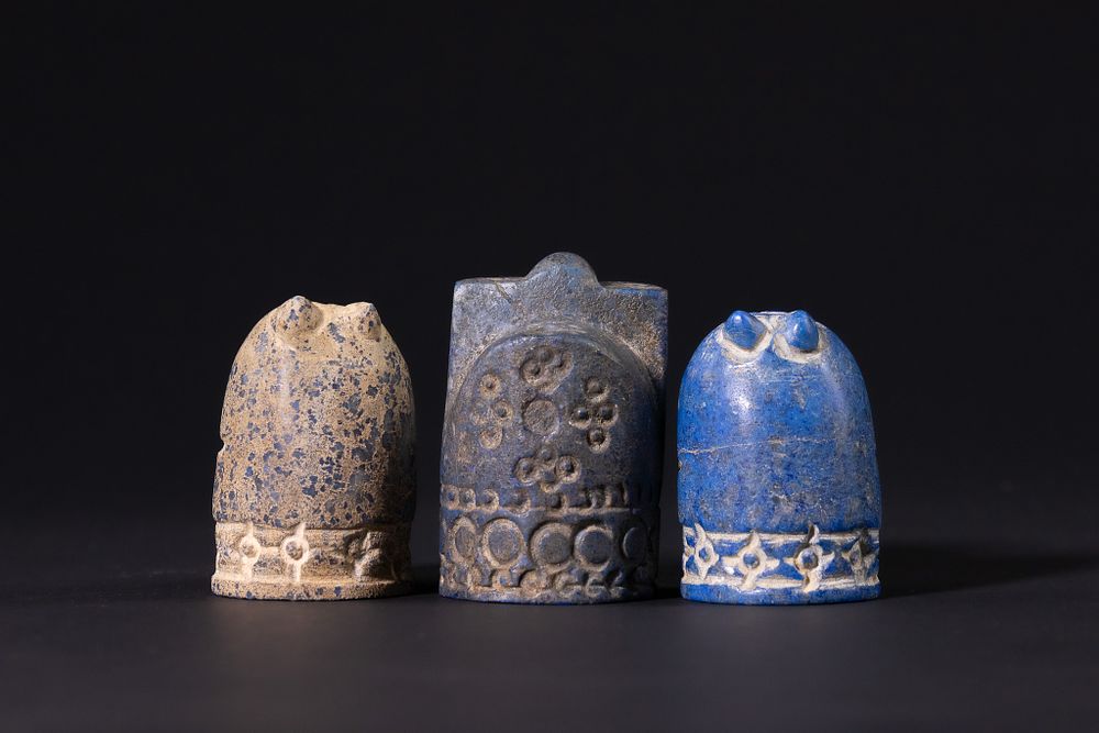 Lot 168: An Islamic Lapis Lazuli Chess King and Two...