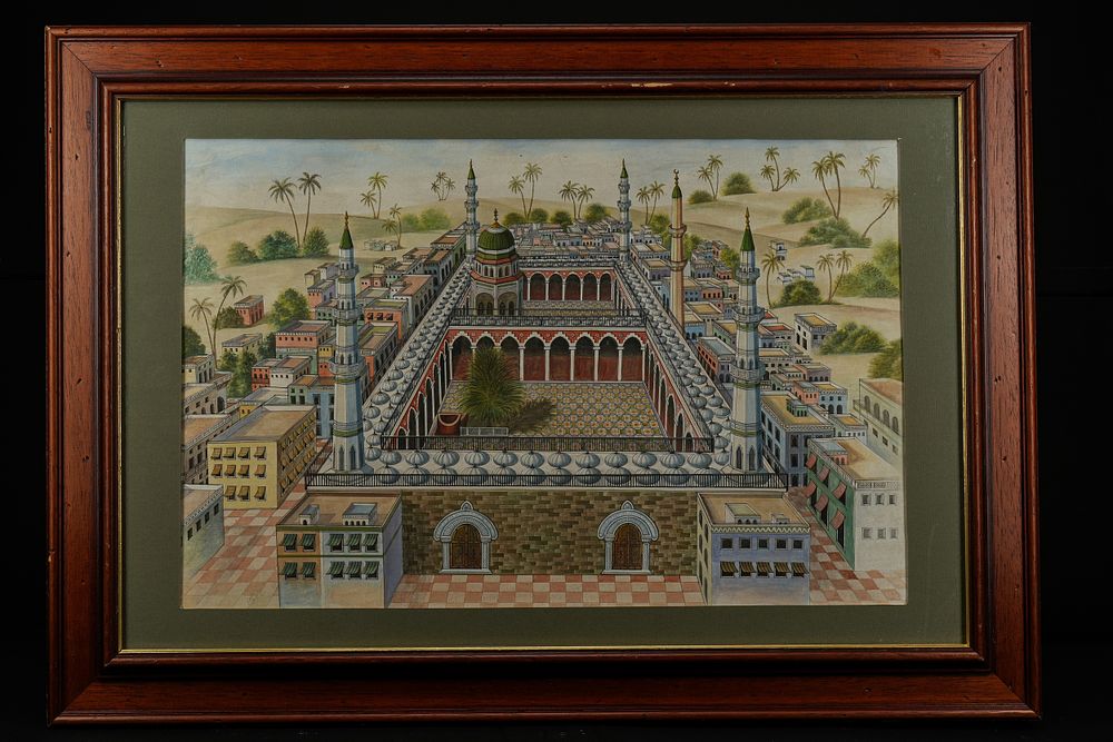 Lot 247: An Ottoman Architectural Painting of the Prophet’s Mosque,...