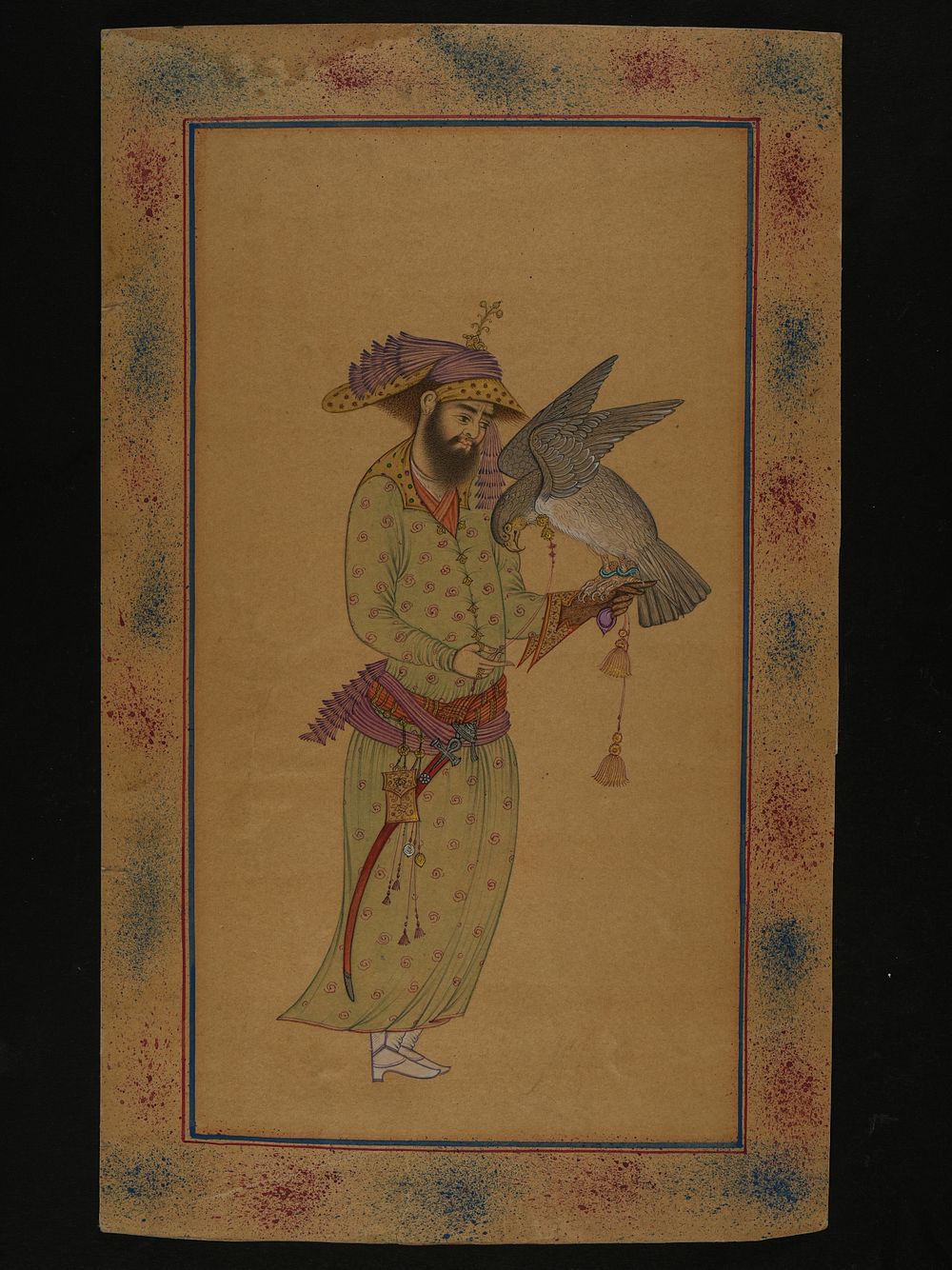 Lot 262: A Persian Miniature Painting of a Falconer with...