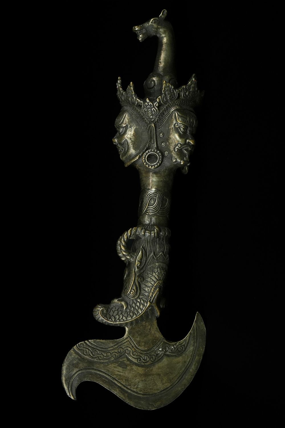 Lot 263: A Tibetan White Metal Ritual Kartika with Hayagriva...