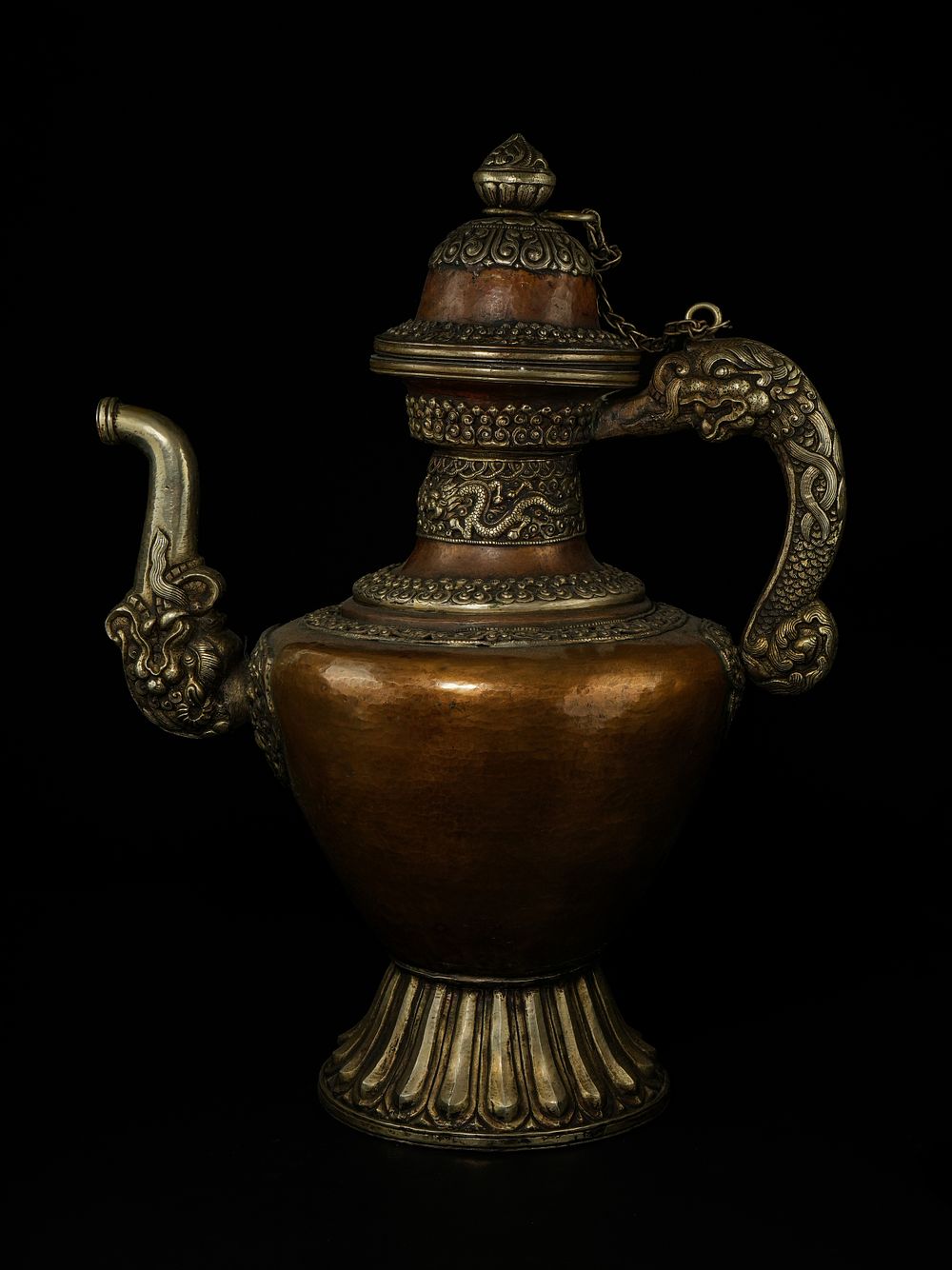 Lot 272: A Large Tibetan Bronze Ritual Ewer with Dragon...
