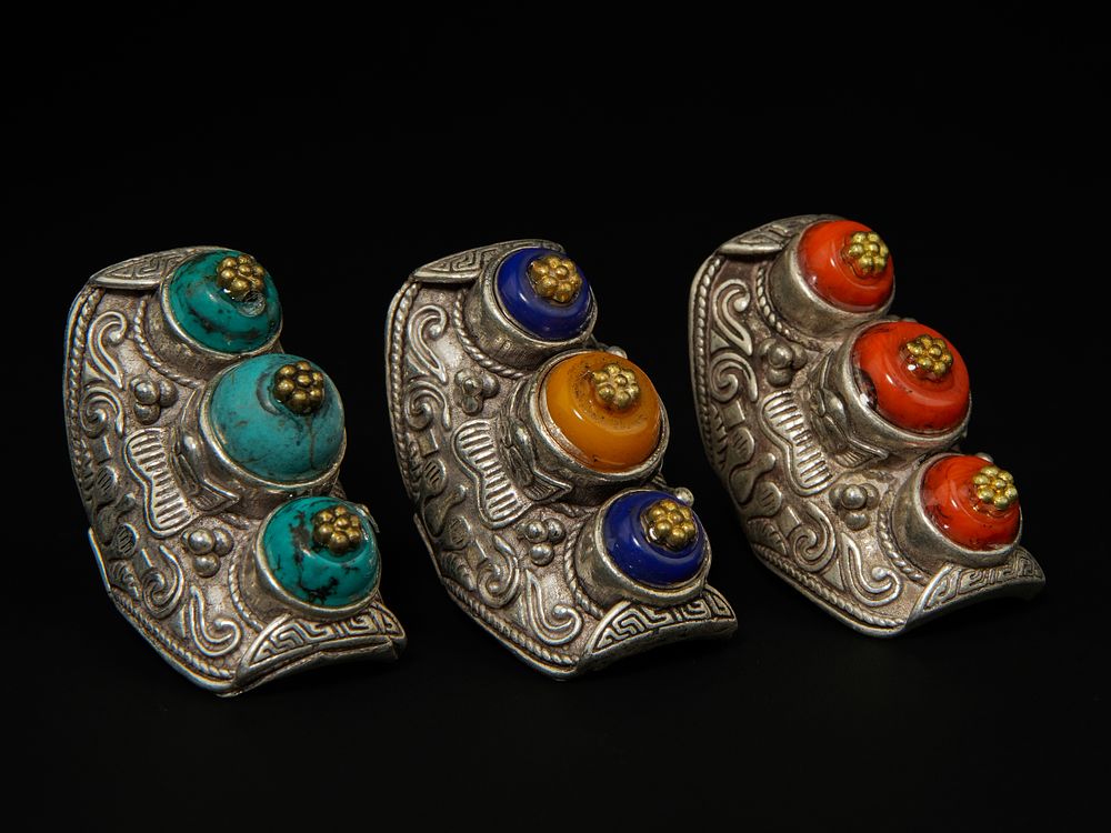 Lot 273: A Lot of Three Tibetan White Metal Rings...