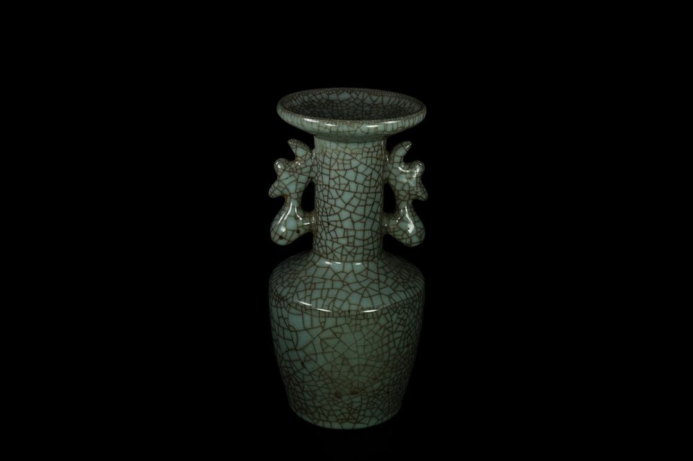 Lot 291: A Chinese Celadon Crackle Glaze Vase with Dragon...