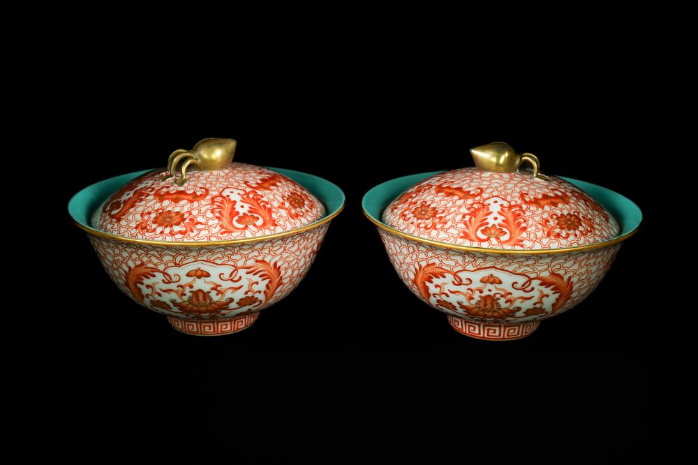 Lot 300: A Pair of Chinese Iron-Red and Gilt-Decorated Porcelain...
