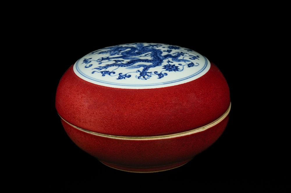 Lot 303: A Chinese Copper-Red Glazed and Blue and White...