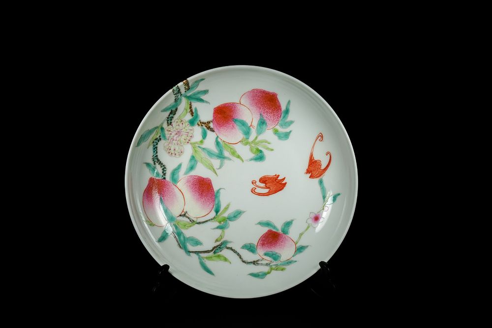 Lot 313: A Chinese Famille Rose Porcelain Peach and Bat...