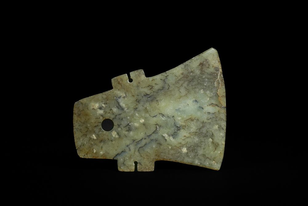 Lot 335: A Chinese Jade Ceremonial Axe (Yue), Possibly Archaic....