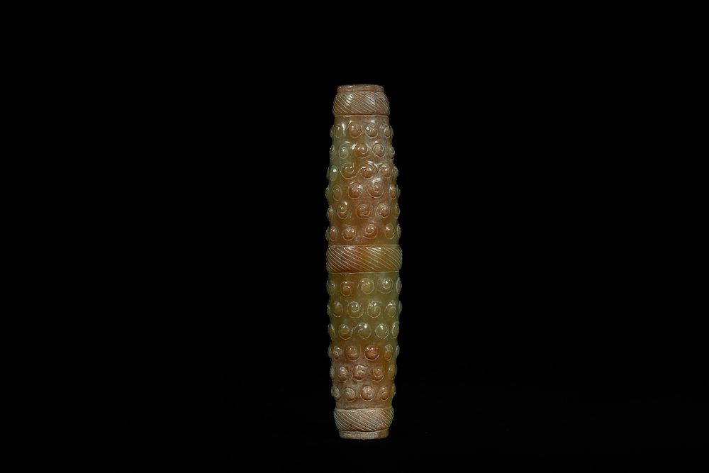 Lot 341: A Chinese Hetian Jade Carved ‘Leizi’ Tube, Possibly...