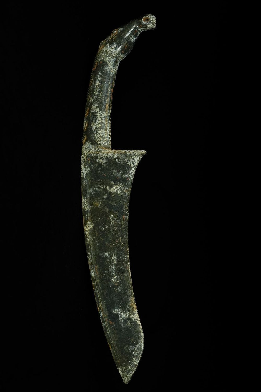 Lot 349: A Chinese Jade Ceremonial Blade with Zoomorphic Hilt....