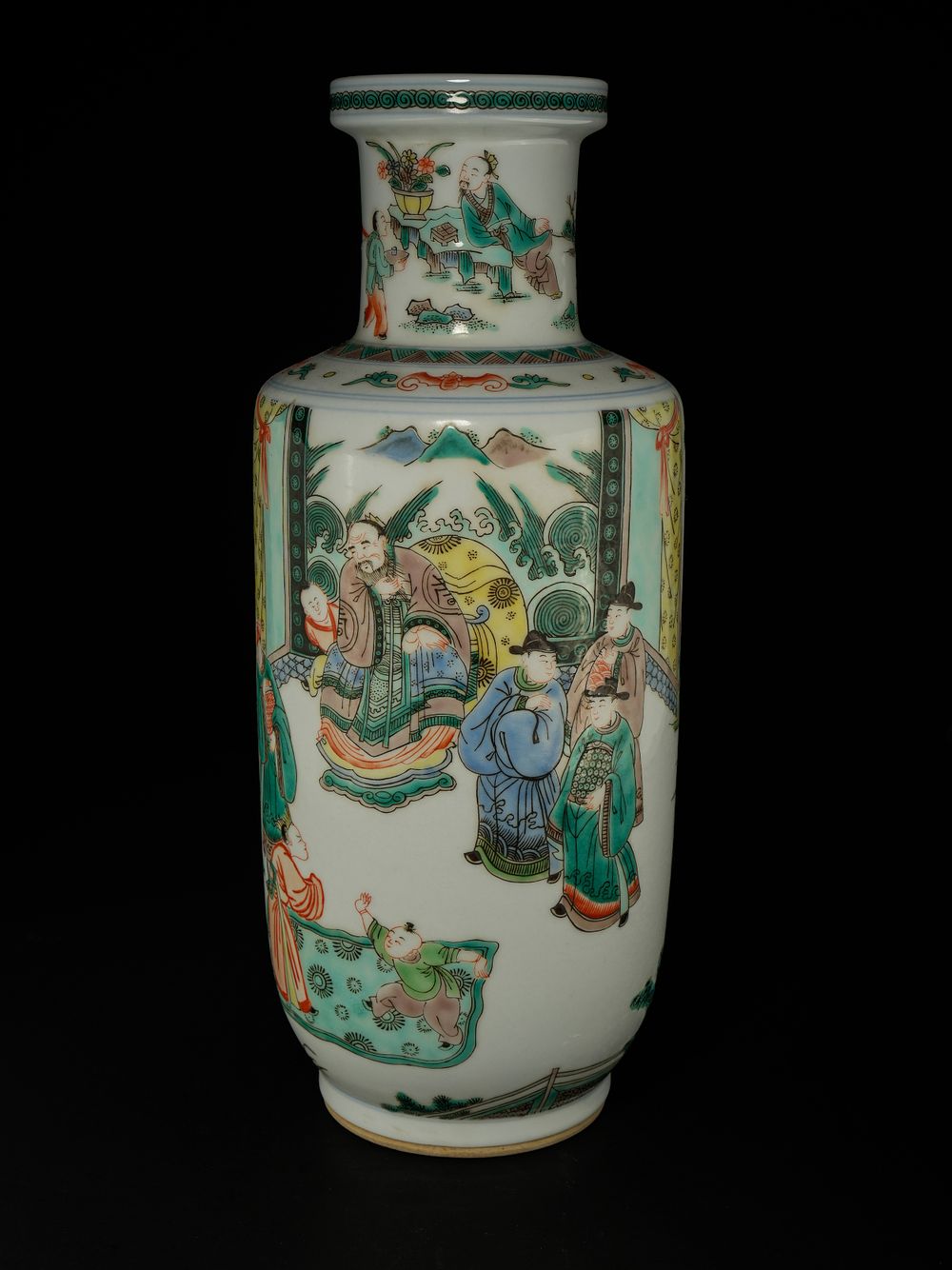 Lot 373: A Chinese Famille Verte Porcelain Vase with Courtly...