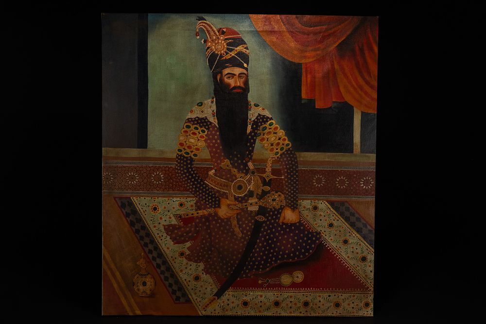 Lot 184: A Qajar Oil On Canvas Portrait Of Fath...
