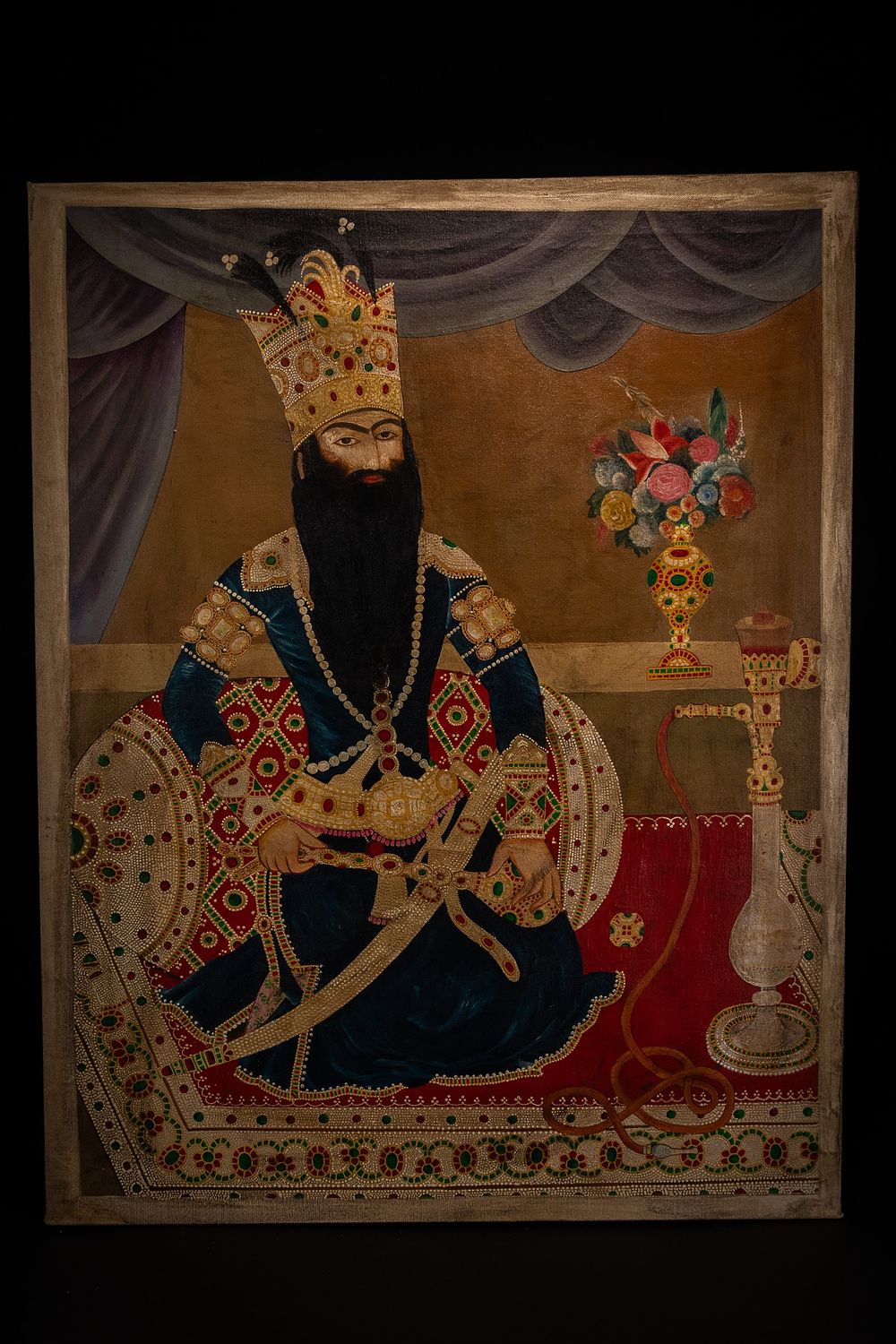 Lot 185: A Qajar Oil On Canvas Portrait Of Fath...