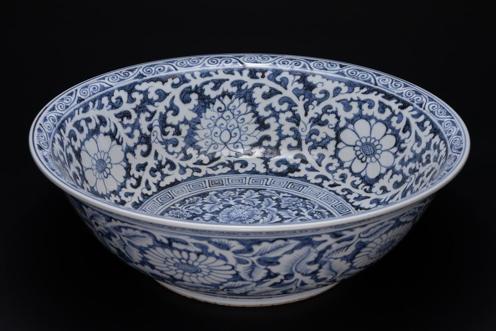 Lot 219: A Large Chinese Blue And White Porcelain Floral...