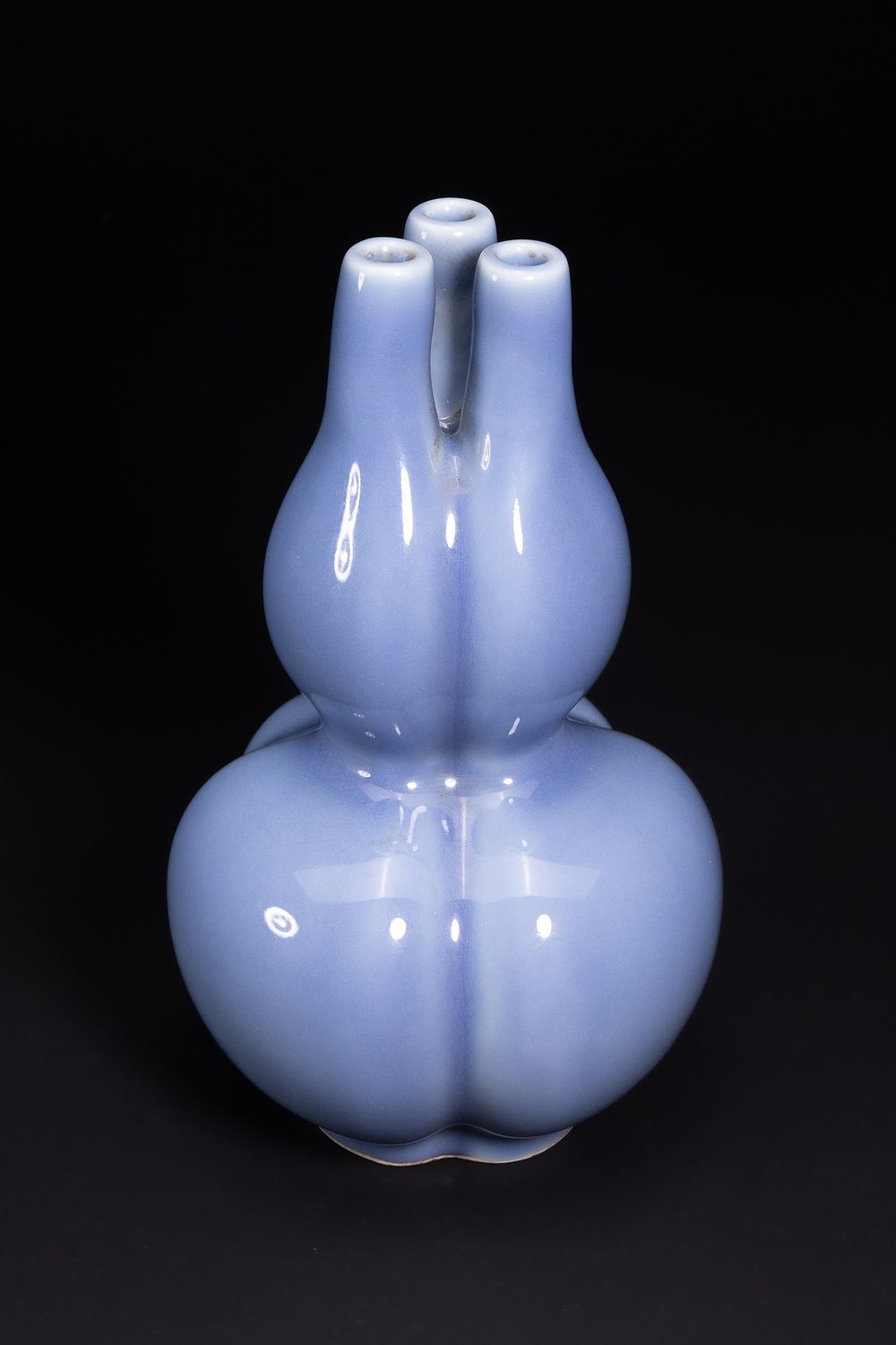 Lot 234: A Chinese Clair-de-Lune Glazed Triple-Gourd Vase, Qianlong Mark.