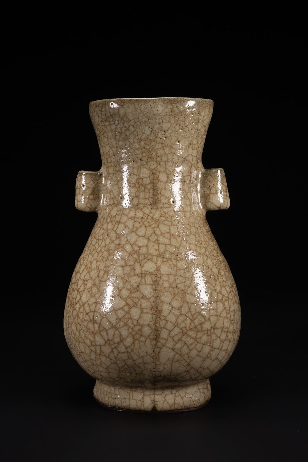 Lot 264: A Chinese Crackle-Glazed Porcelain Vase with Twin Lug...